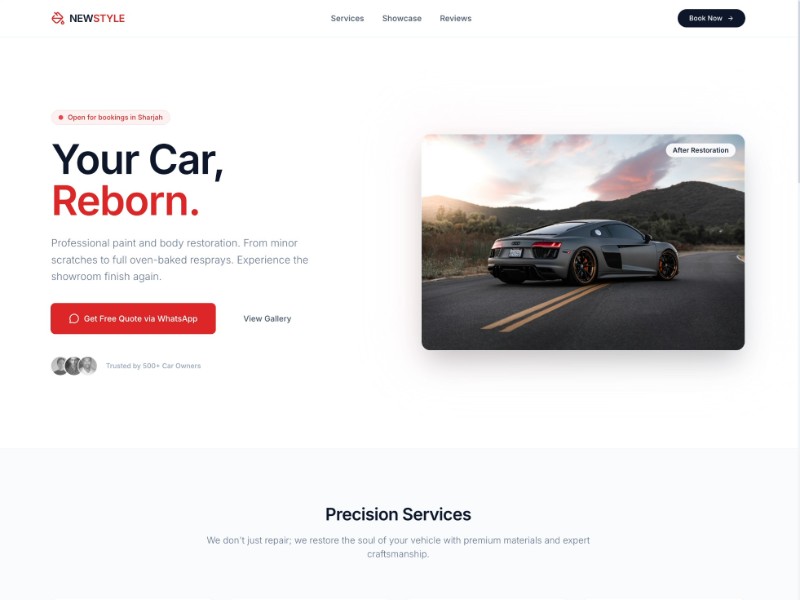Preview for Auto Body Shop Landing Page Template