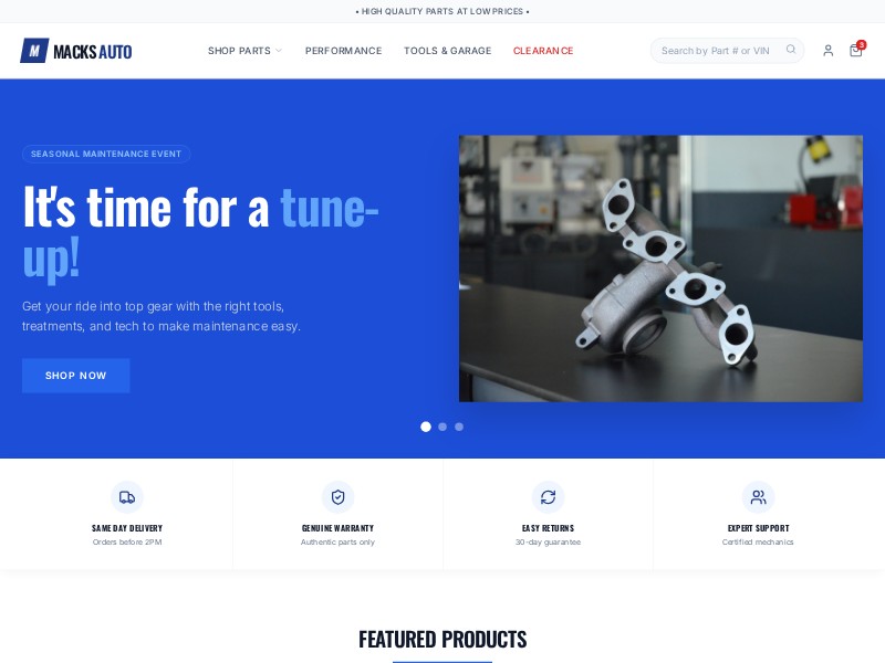 Preview for Auto Parts E-commerce Landing Page Template
