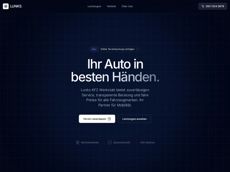 Preview for Auto Werkstatt Landing Page Template