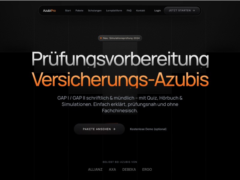 Preview for AzubiPro Education Landing Page Template