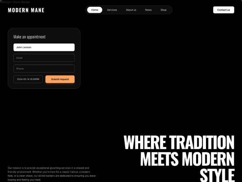 Preview for Barbershop Landing Page Template