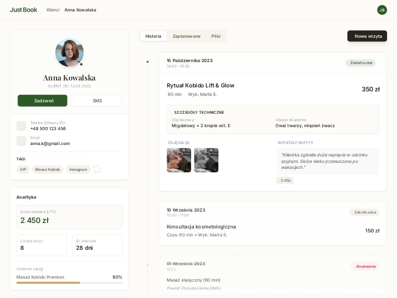 Preview for Beauty Client Profile Dashboard Template