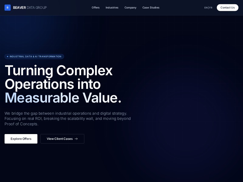 Preview for Industrial Data & AI Consulting Landing Page Template