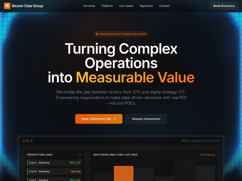 Preview for Industrial Data & AI Landing Page Template