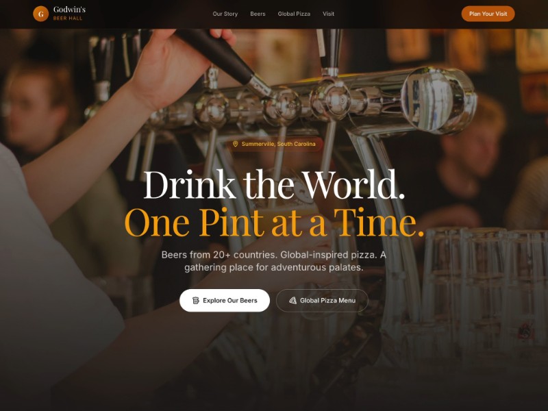 Preview for Beer Hall & Global Pizza Landing Page Template