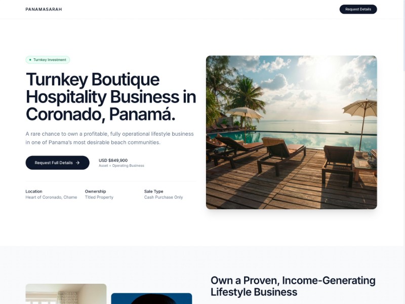 Preview for Boutique Hospitality Real Estate Landing Page Template