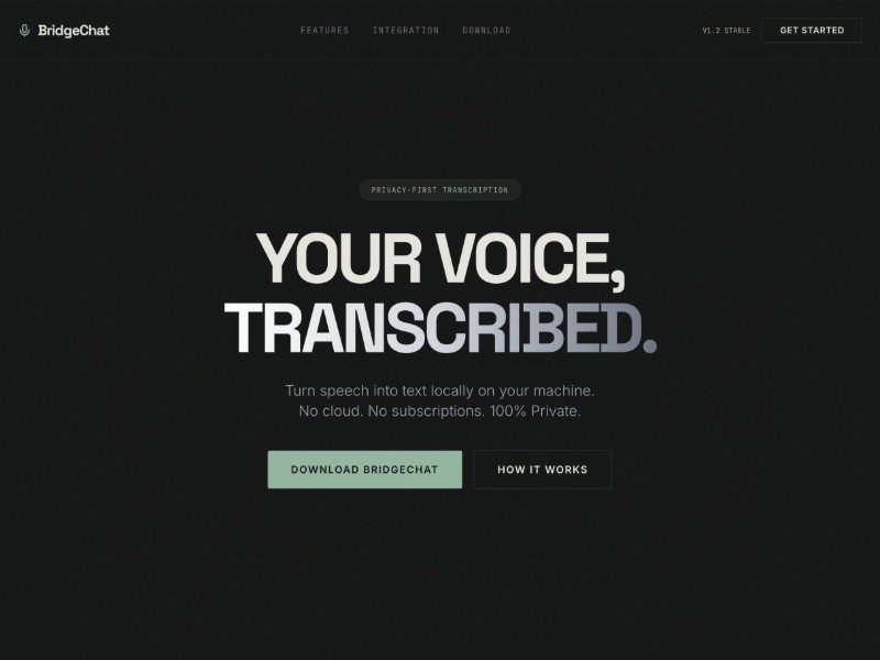 Preview for BridgeChat Speech-to-Text Landing Page Template