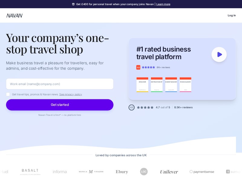 Preview for Business Travel Hero Landing Page Template