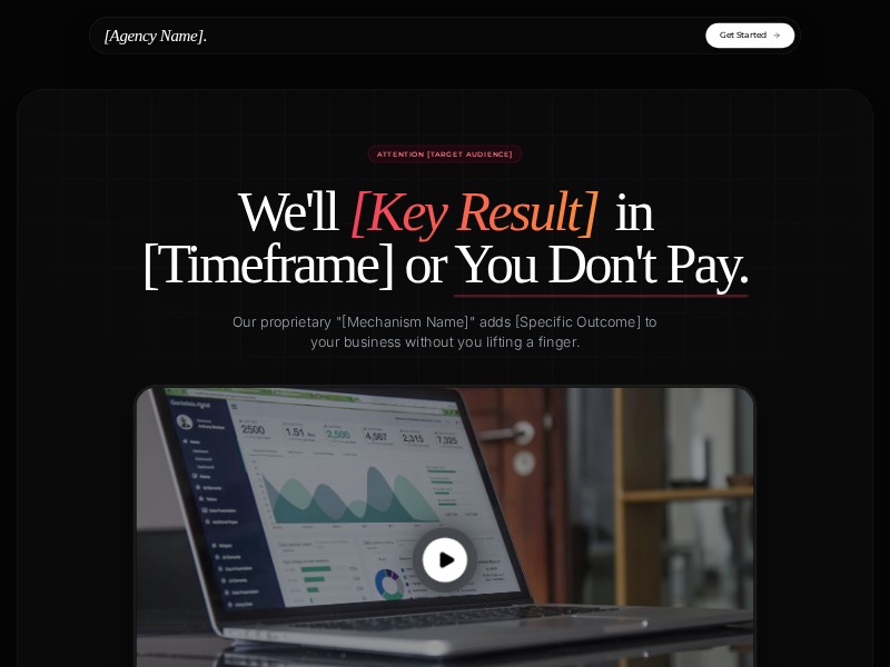 Preview for Growth Agency Landing Page Template (Dark Mode)