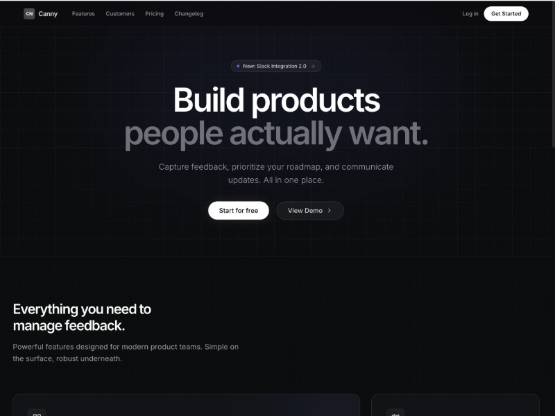 Preview for Canny-Style SaaS Feedback Landing Page Template