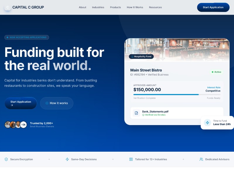 Preview for Fintech Funding Landing Page Template