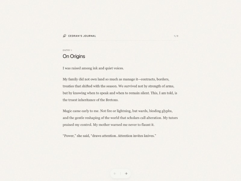 Preview for Cedran's Journal