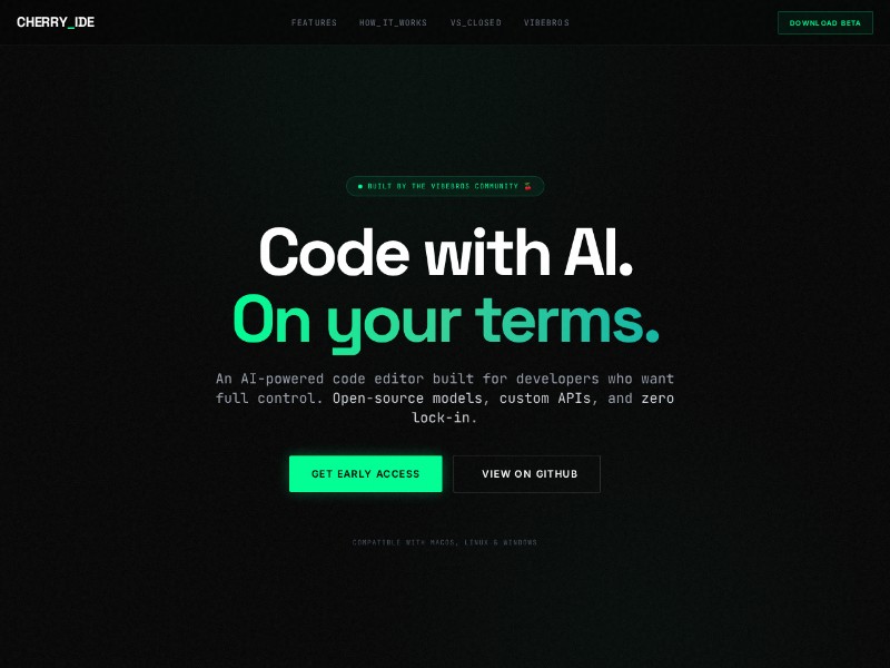 Preview for AI Code Editor Landing Page Template