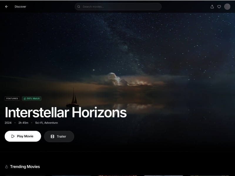 Preview for Cinematic Movie Streaming Landing Page Template