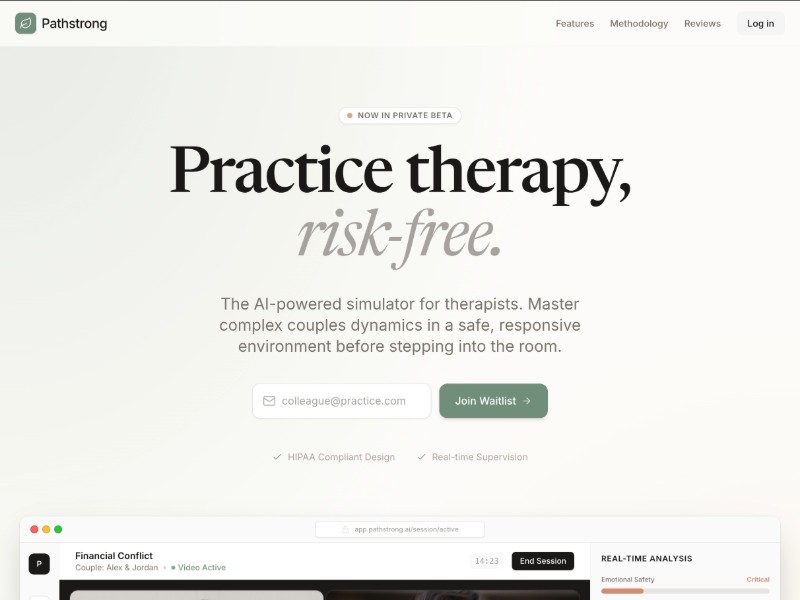 Preview for Clinical AI Simulator Landing Page Template