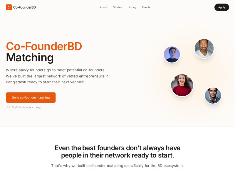 Preview for Co-Founder Matching Landing Page Template