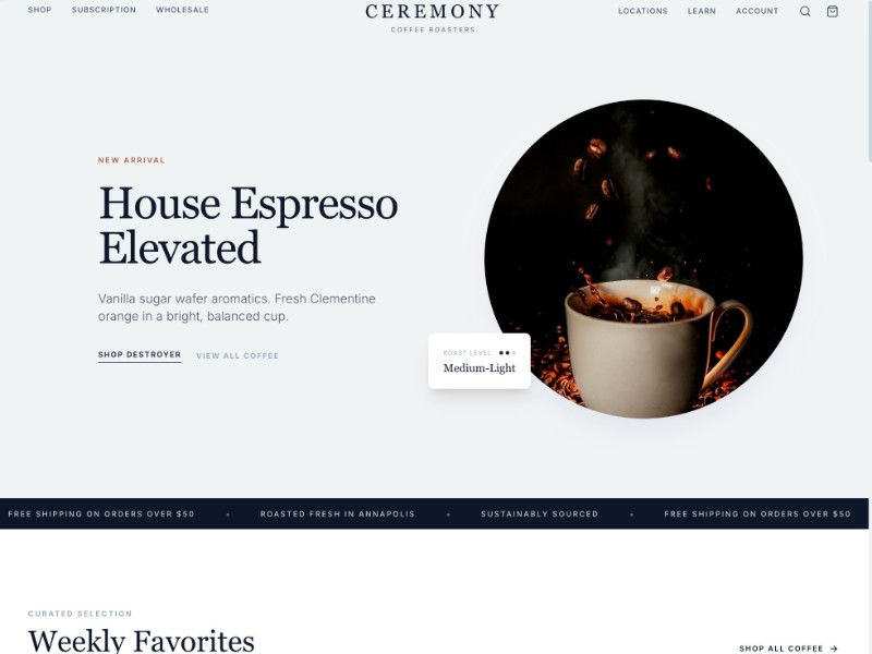 Preview for Coffee E-commerce Landing Page Template