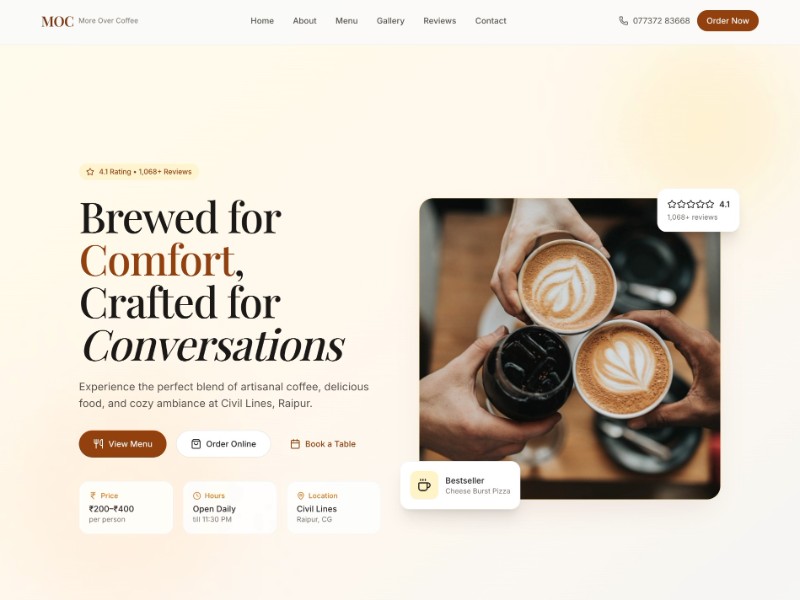 Preview for Cafe Restaurant Landing Page Template