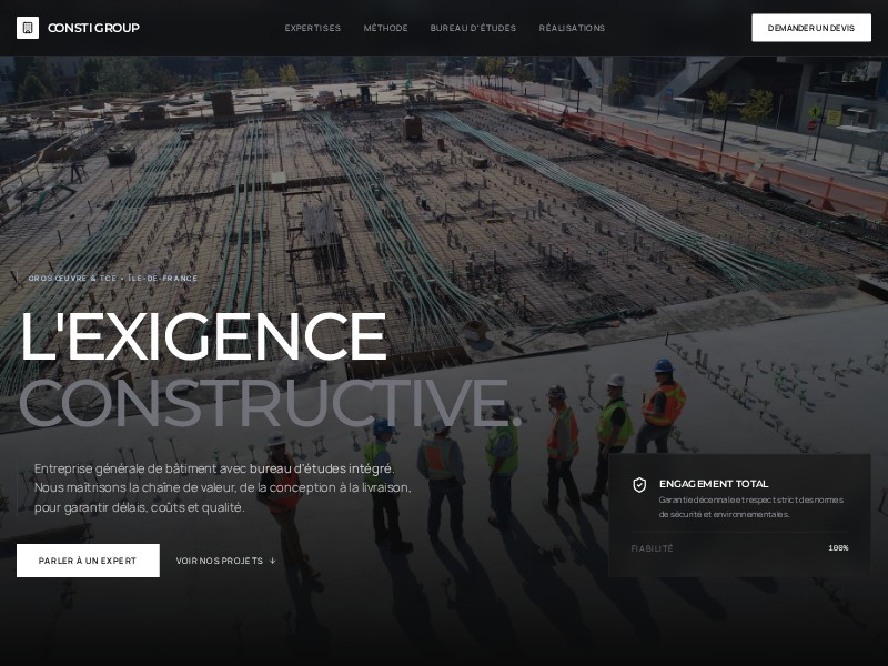 Preview for Construction Company Landing Page Template