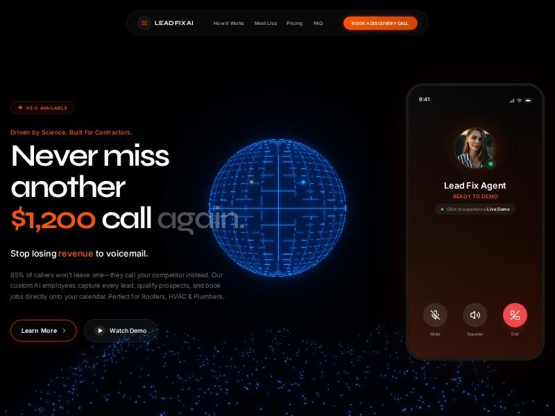 Preview for AI Voice Agent Landing Page Template
