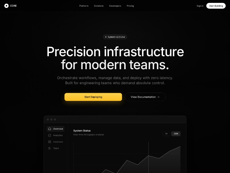 Preview for Core Infrastructure SaaS Landing Page Template