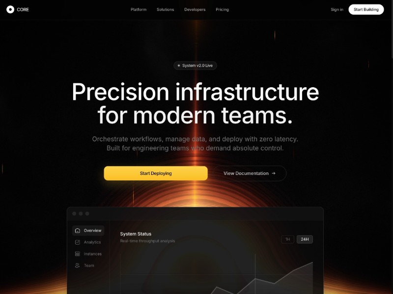 Preview for Core Infrastructure SaaS Landing Page Template