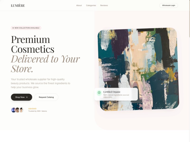 Preview for copy Cosmetic Wholesale Landing Page Template