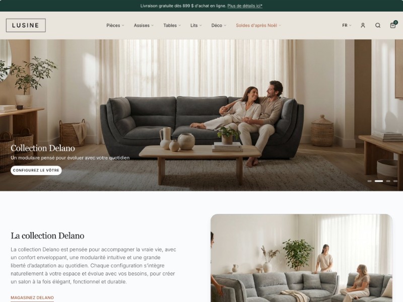 Preview for Lusine Winter Furniture E-commerce Landing Page Template