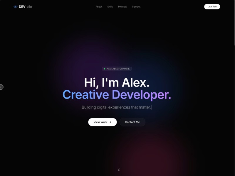 Preview for Creative Developer Portfolio Website Template
