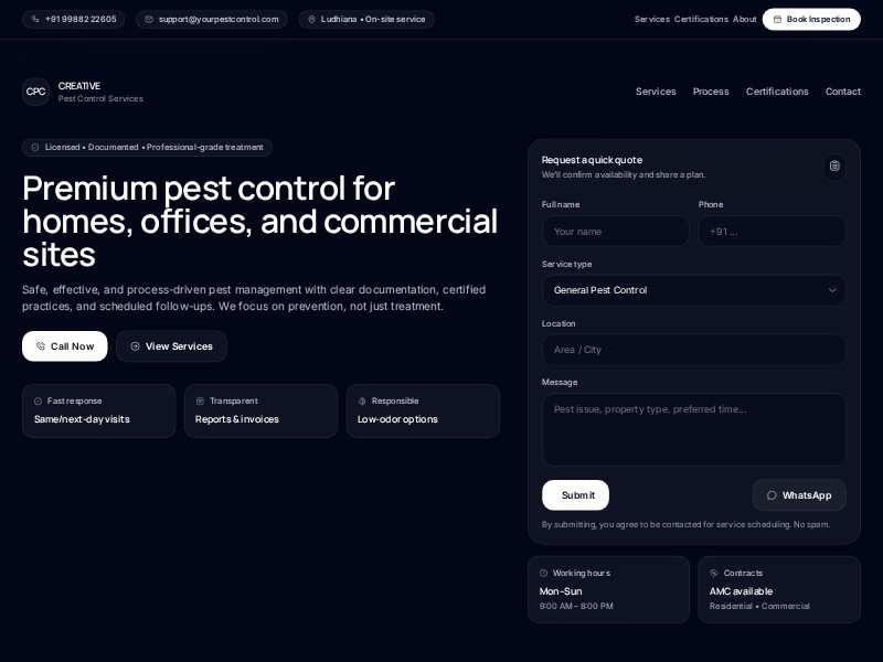 Preview for Pest Control Services Landing Page Template
