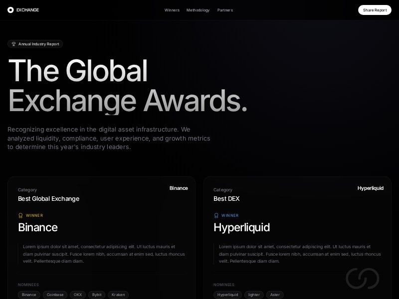 Preview for Crypto Exchange Awards Landing Page Template