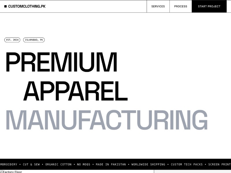 Preview for Custom Apparel Manufacturing Landing Page Template
