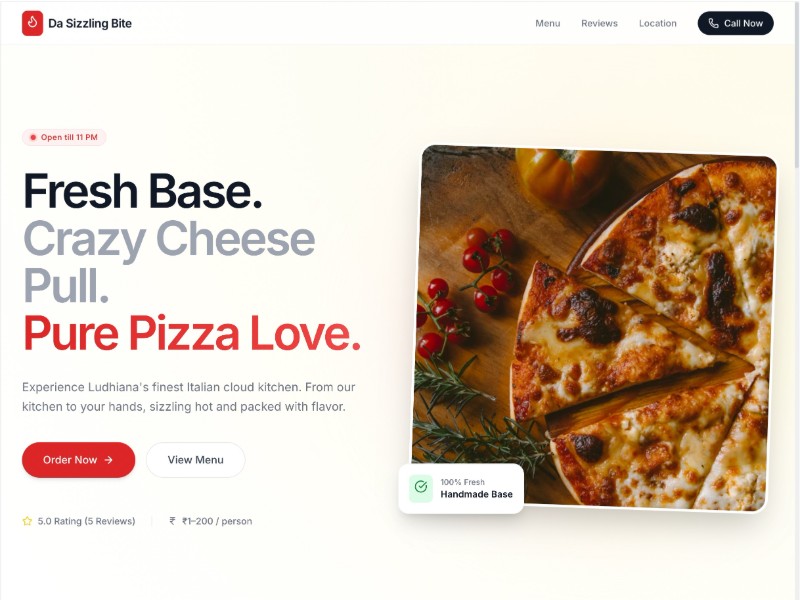 Preview for Pizza Restaurant Landing Page Template