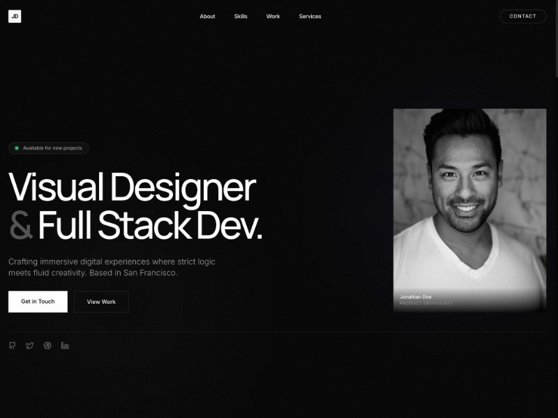 Preview for Dark Portfolio Landing Page Template