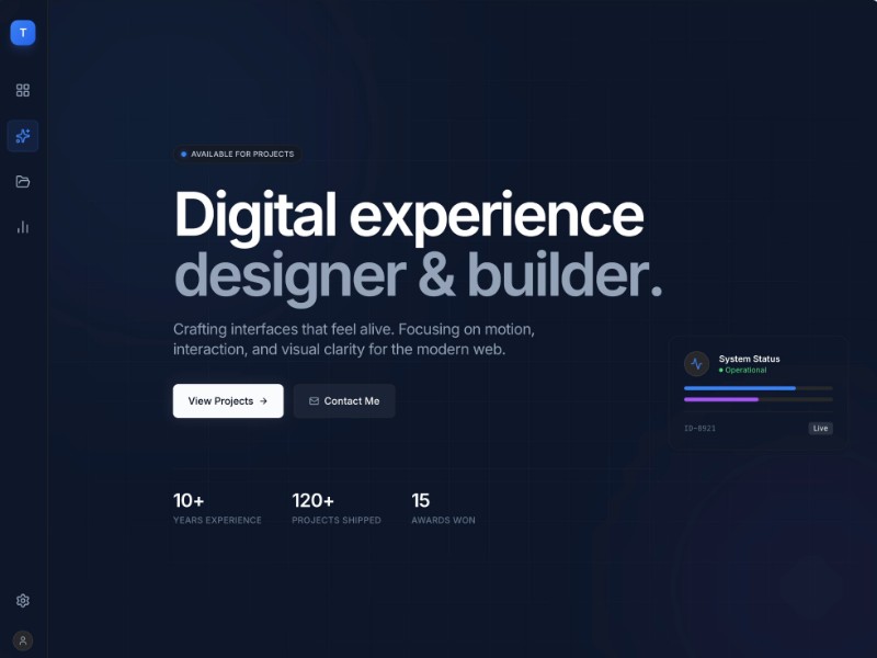 Preview for Dark Glass Hero Portfolio Template