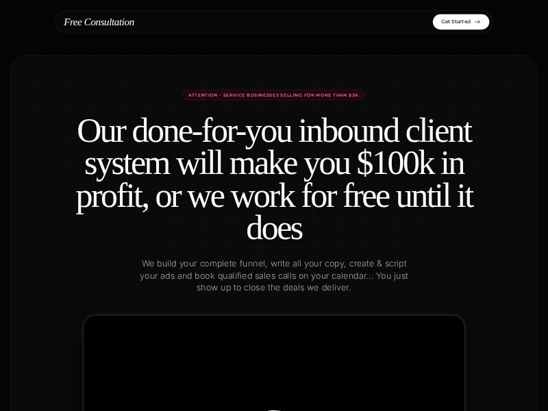 Preview for Growth Agency Landing Page Template (Dark Mode)