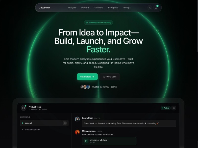 Preview for Data Analytics SaaS Landing Page Template