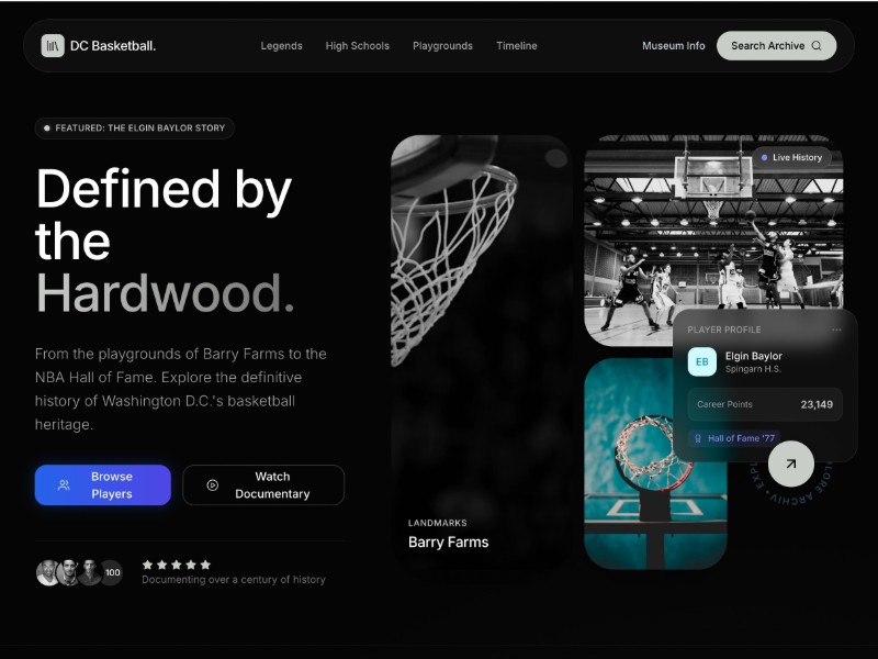 Preview for DC Basketball Archive Landing Page Template