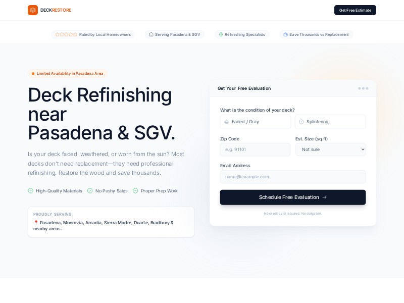 Preview for Deck Refinishing Services Landing Page Template