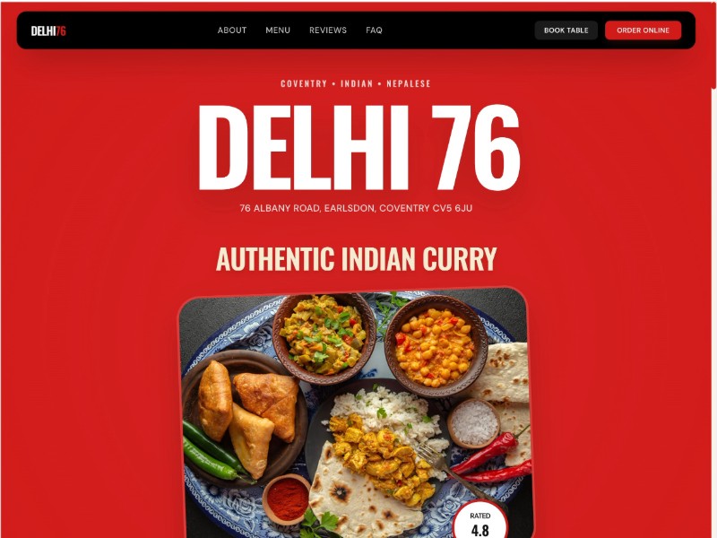 Preview for Indian Restaurant Landing Page Template