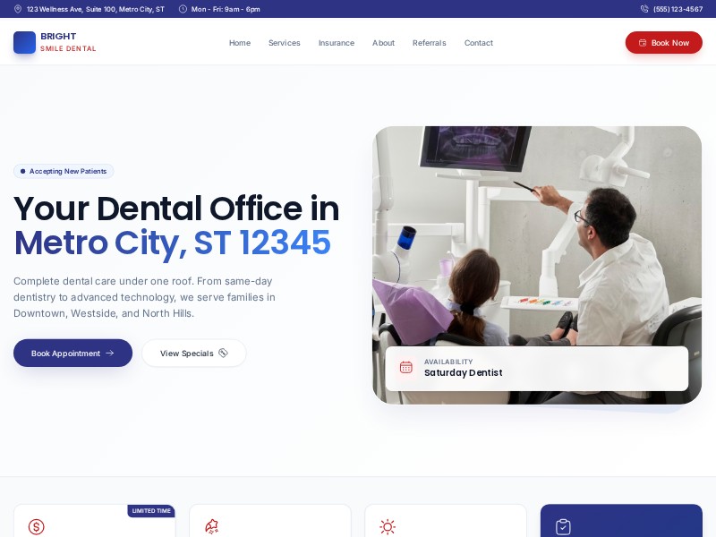 Preview for Dental Clinic Landing Page Template