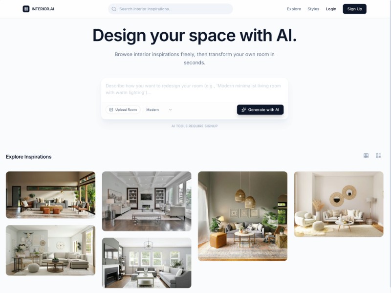 Preview for Interior AI Landing Page Template