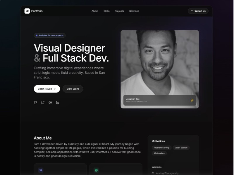 Preview for Developer Portfolio Landing Page Template