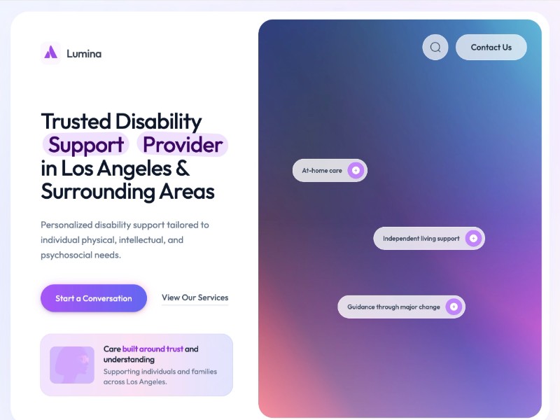 Preview for Disability Support Landing Page Template