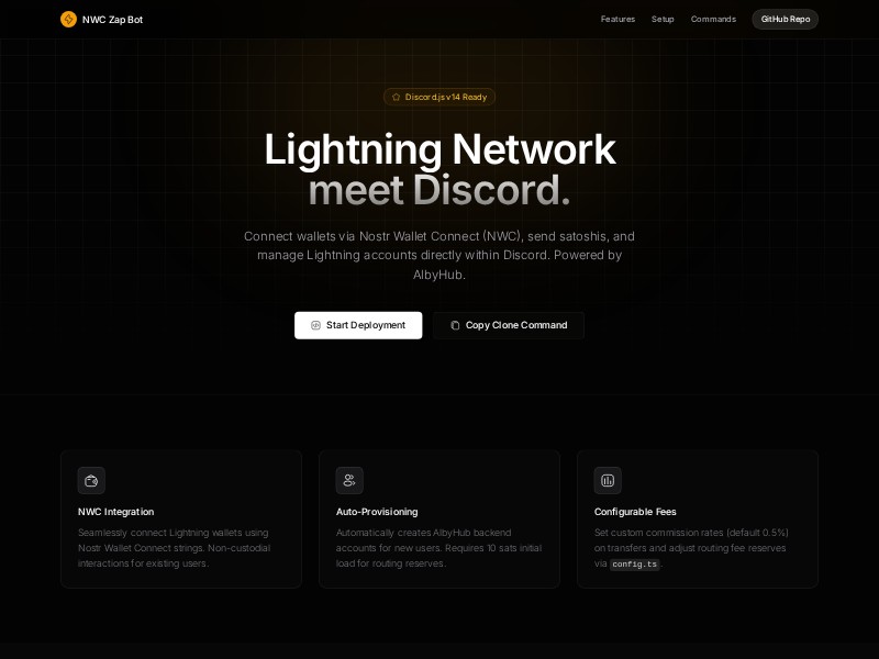 Preview for Discord Lightning Bot Landing Page Template
