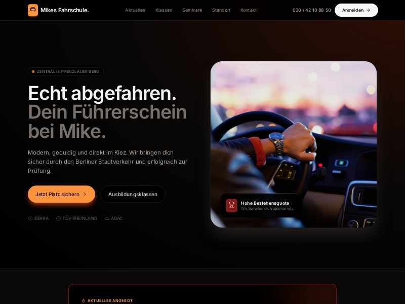 Preview for Driving School Landing Page Template