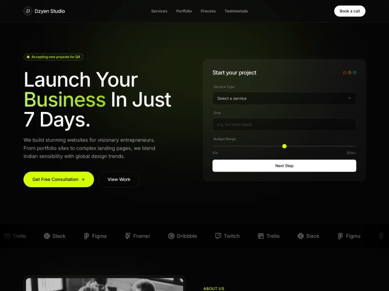 Preview for Dzyen Studio Agency Landing Page Template