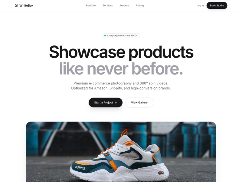 Preview for E‑commerce Product Photography Landing Page Template