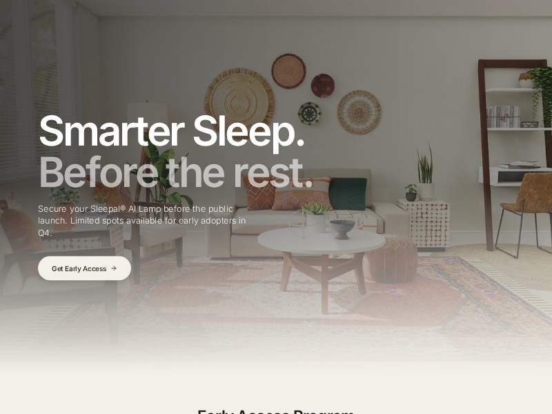 Preview for Sleep Tech Early Access Landing Page Template