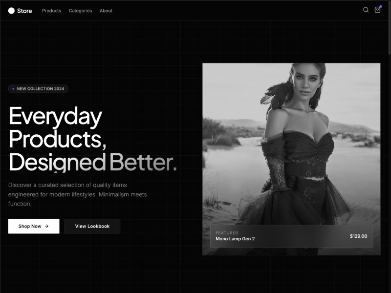 Preview for Dark E-commerce Store Landing Page Template